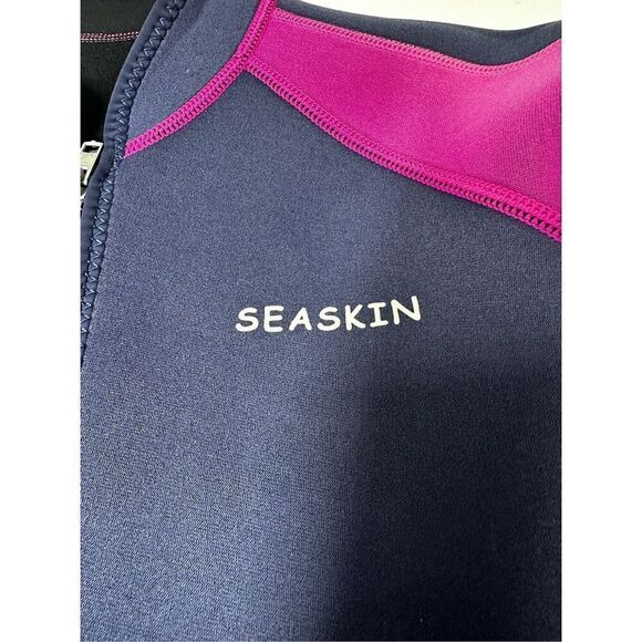 Seaskin Kids Wetsuit 2mm Shorty Diving Suit Navy/Pink Size 8 - Picture 2 of 10